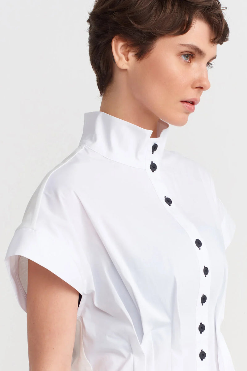 Nu Short Sleeve Shirt With Back Ribbon Detail Off White