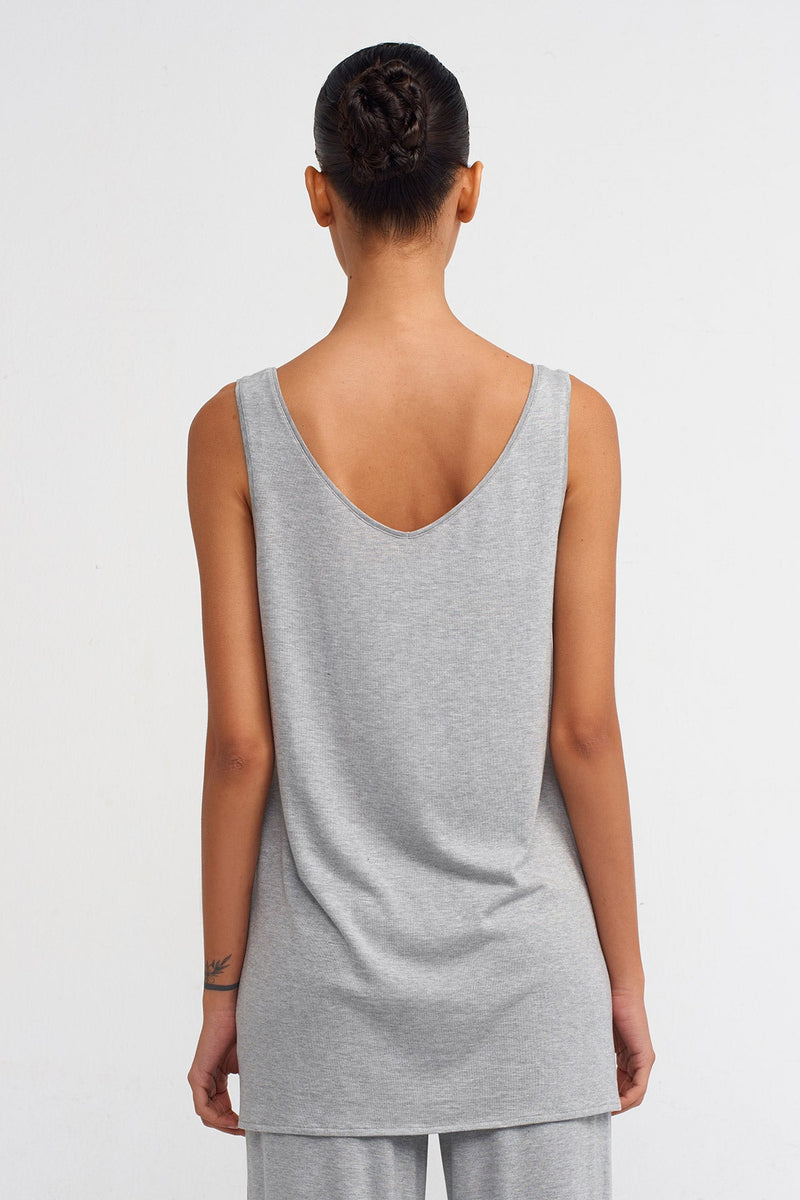 Nu Thick-Strapped Lounge Top Grey Melange