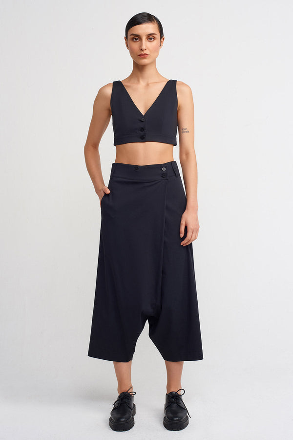 Nu Wrap Midi Harem Pants Black