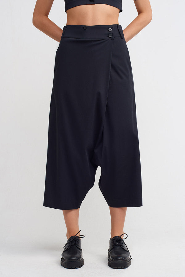 Nu Wrap Midi Harem Pants Black