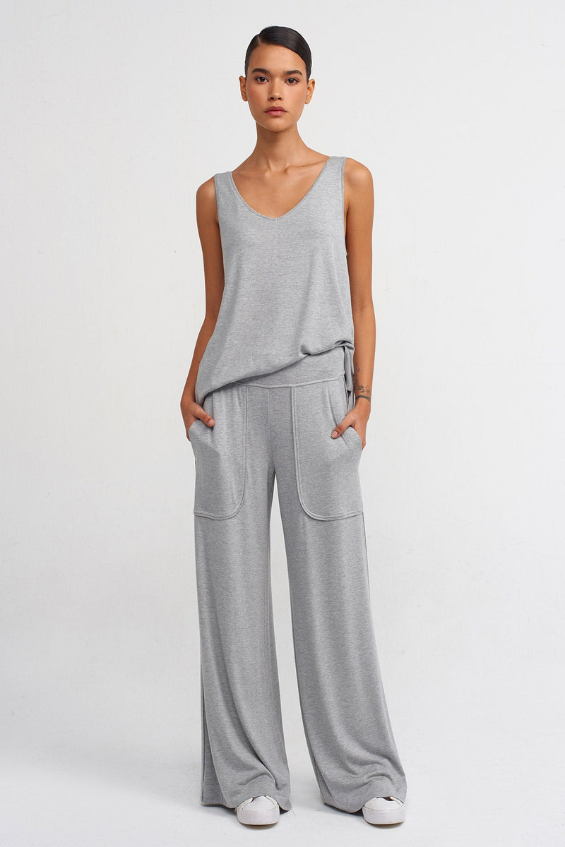 Nu High Waist Lounge Pants Grey Melange