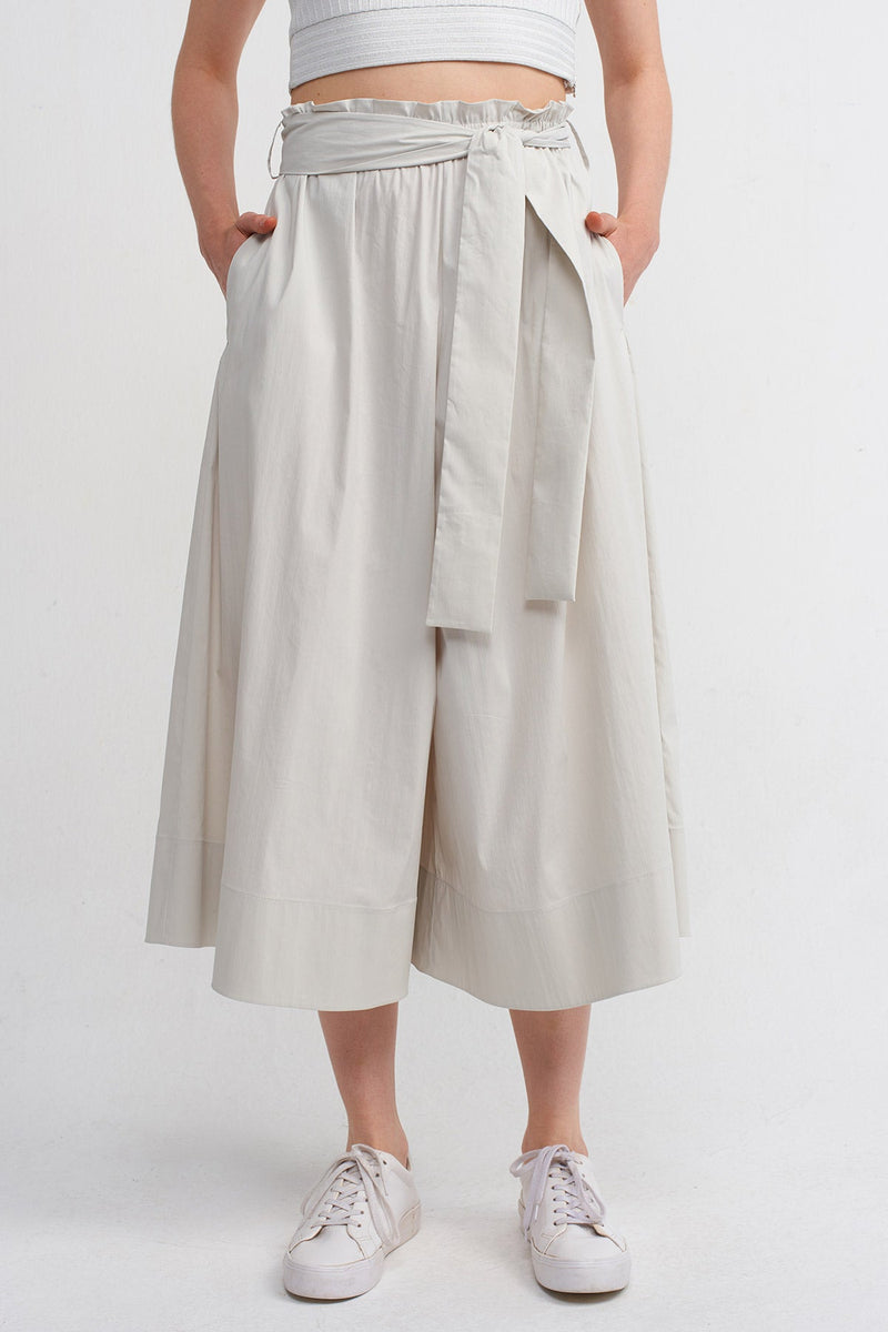 Nu Waist-Tied Poplin Pants Ice