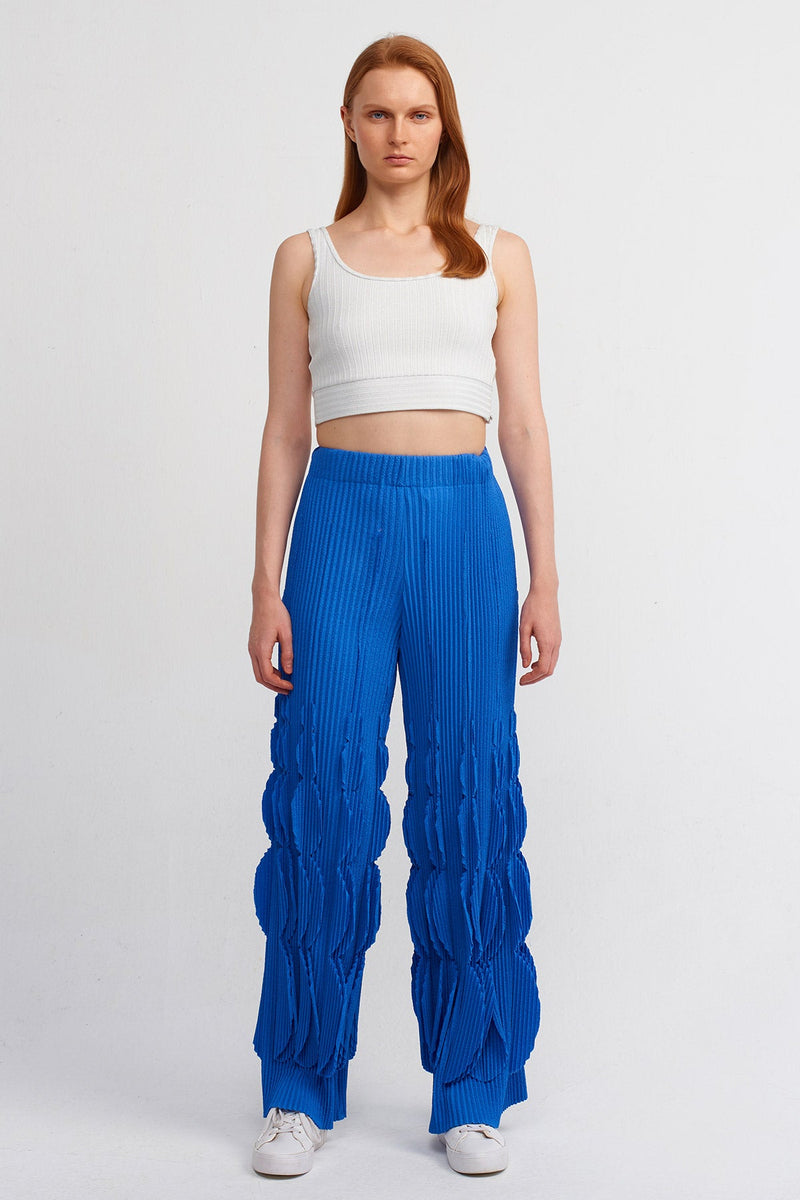 Nu Self-Patterned Pleated Pants Blue