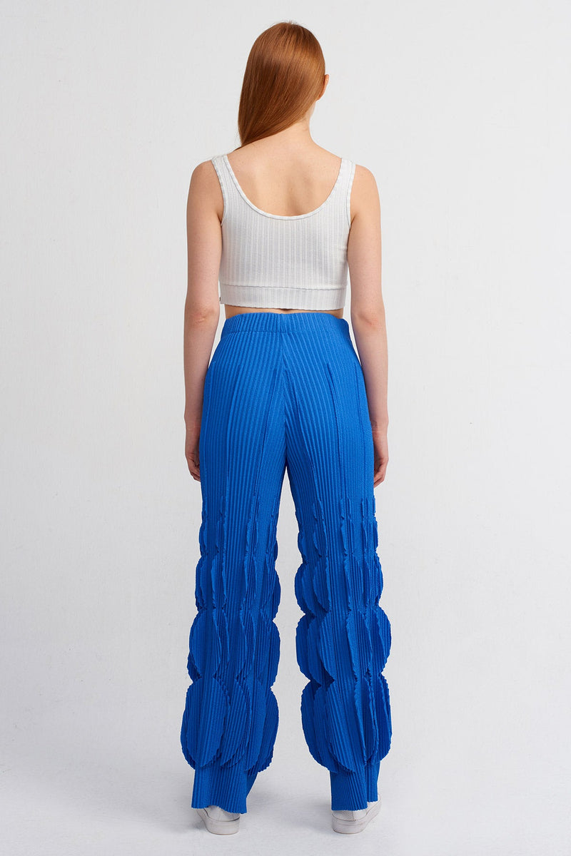 Nu Self-Patterned Pleated Pants Blue