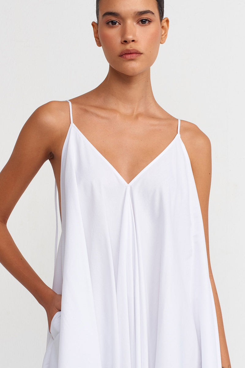 Nu Strappy Poplin Dress Off White