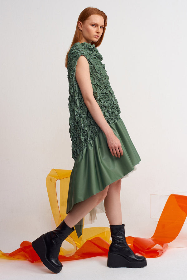 Nu Beaded Asymmetric Dress Green