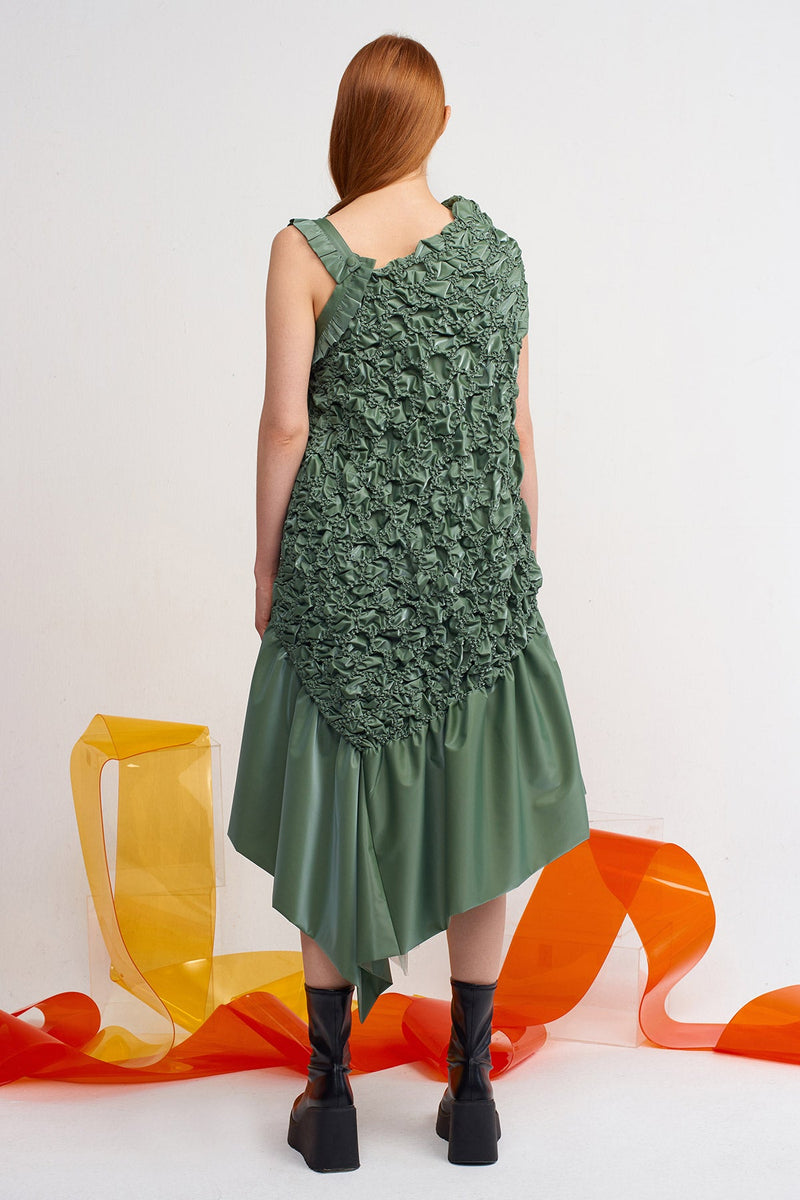 Nu Beaded Asymmetric Dress Green