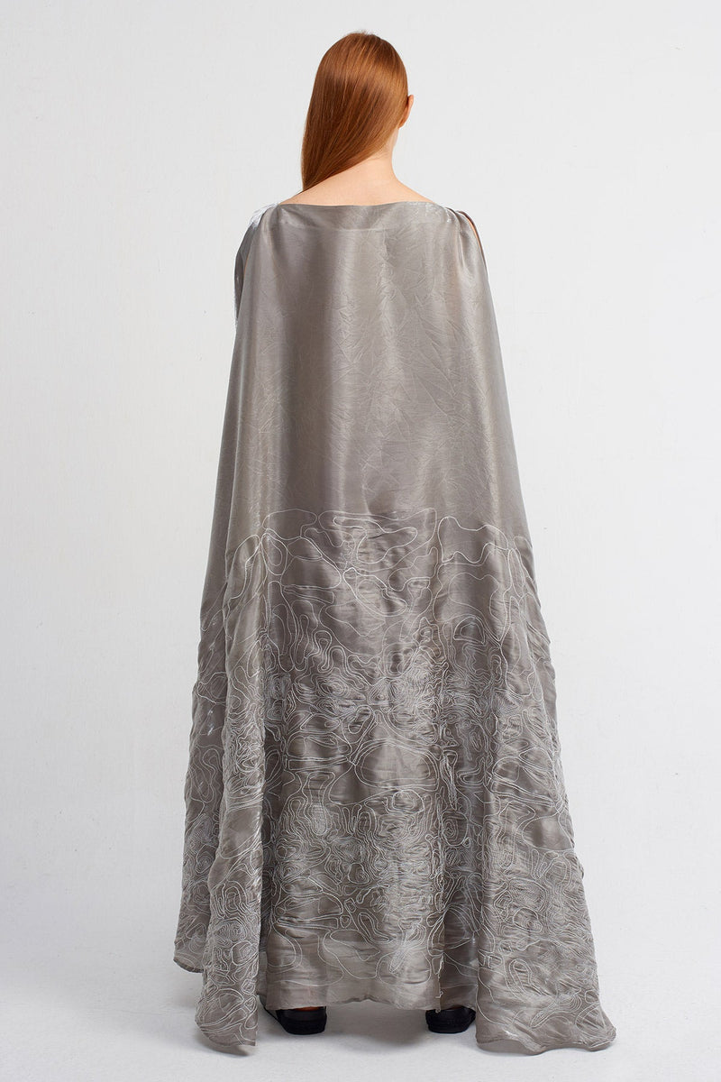 Nu Skirt Embroidered Pattern Chic Kaftan Dress Silver