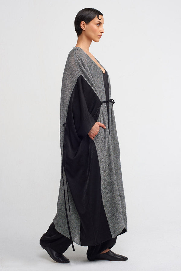 Nu Long Kaftan Cardigan Black & Grey