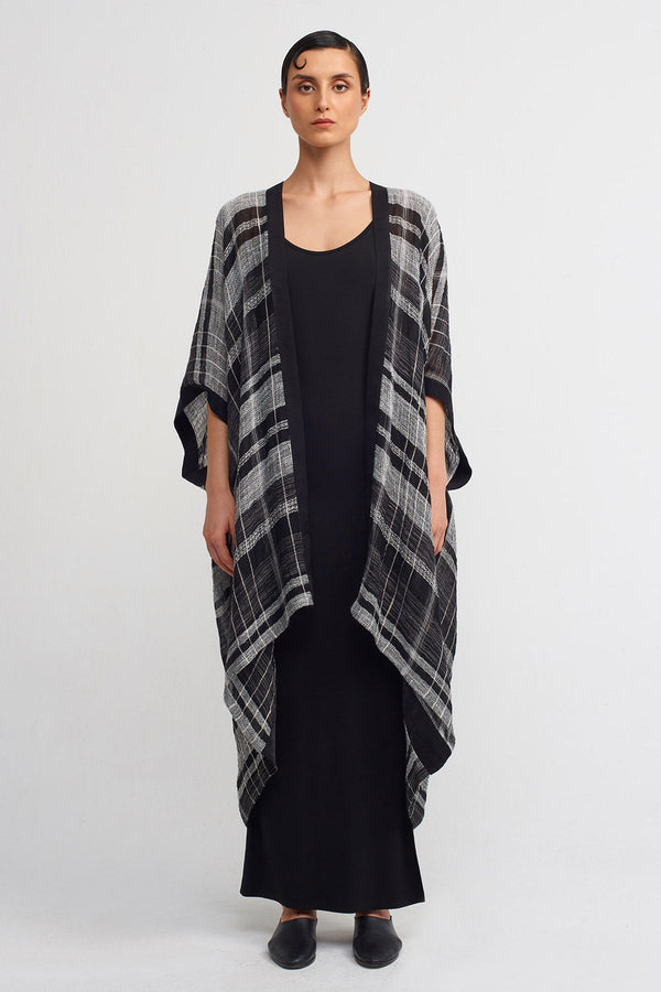 Nu Plaid Long Kaftan Black