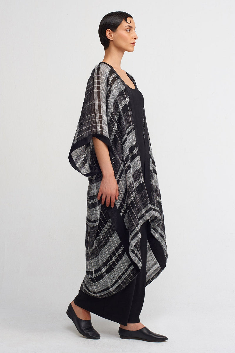 Nu Plaid Long Kaftan Black