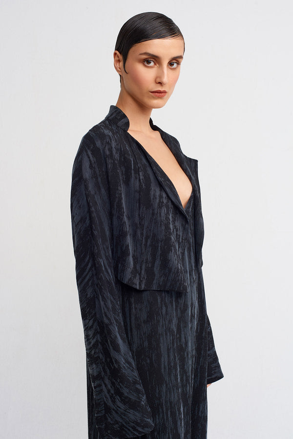 Nu Velvet-Look Short Cardigan Black