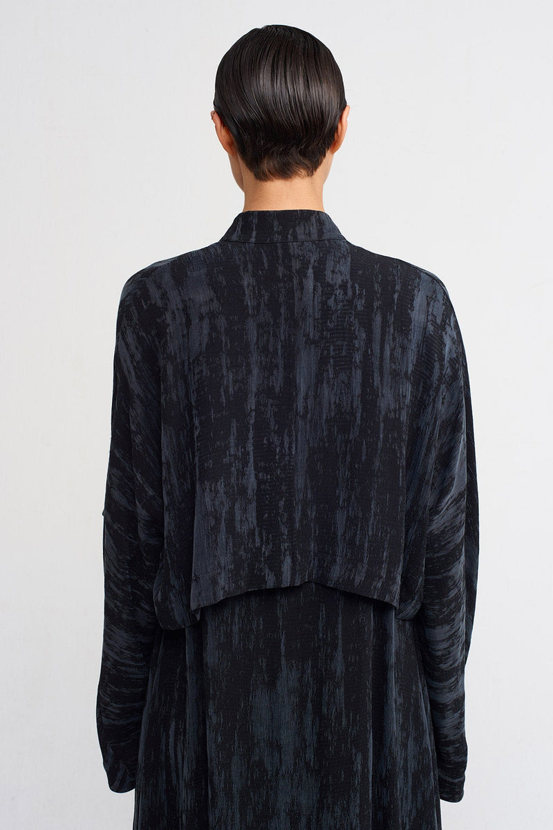 Nu Velvet-Look Short Cardigan Black