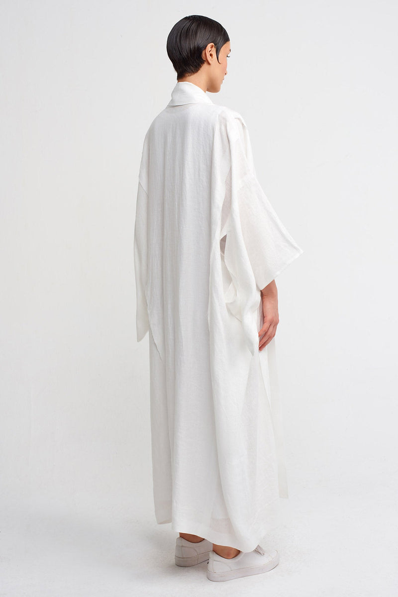 Nu Long Linen Kimono Off White