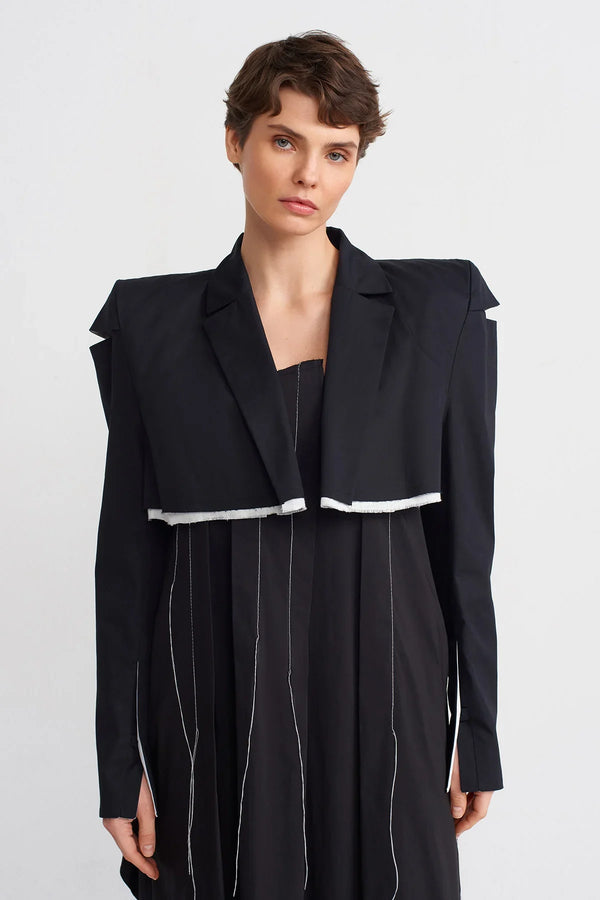 Nu Padded Short Blazer Jacket Black/Offwhite