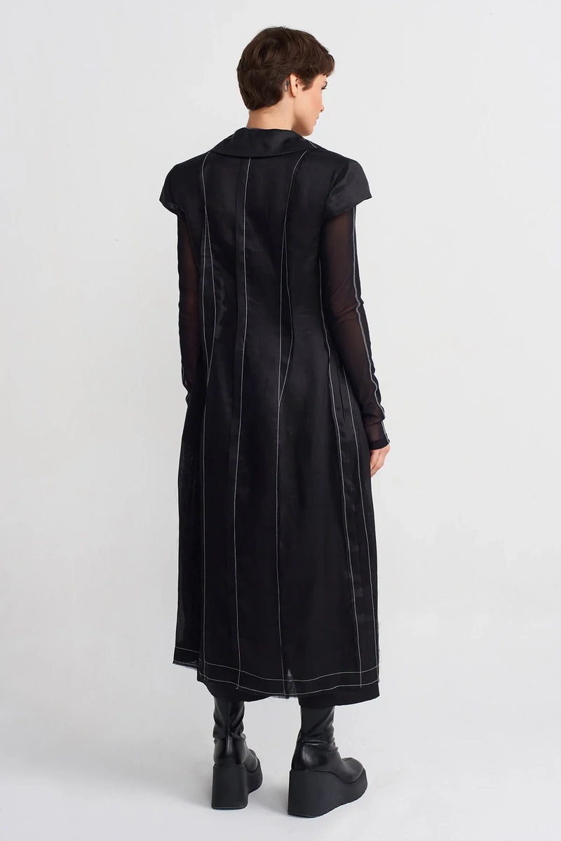 Nu Padded Short-Sleeve Long Jacket Black