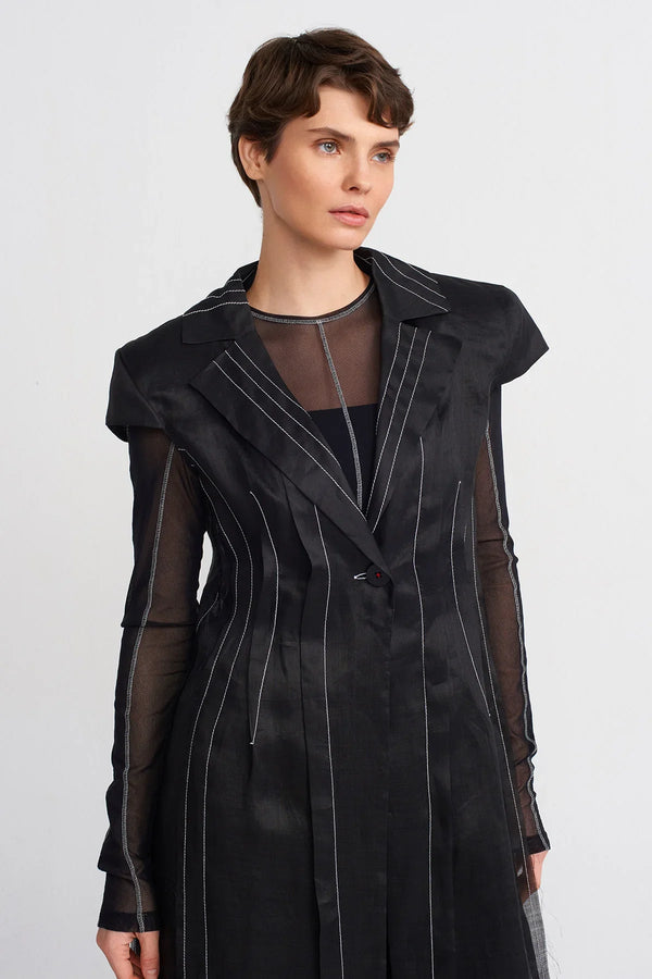 Nu Padded Short-Sleeve Long Jacket Black