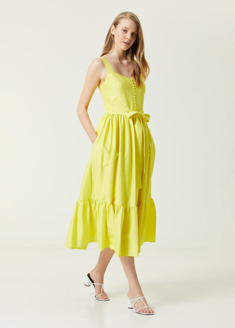 Beymen Club Waist Belted Midi Dress Yellow