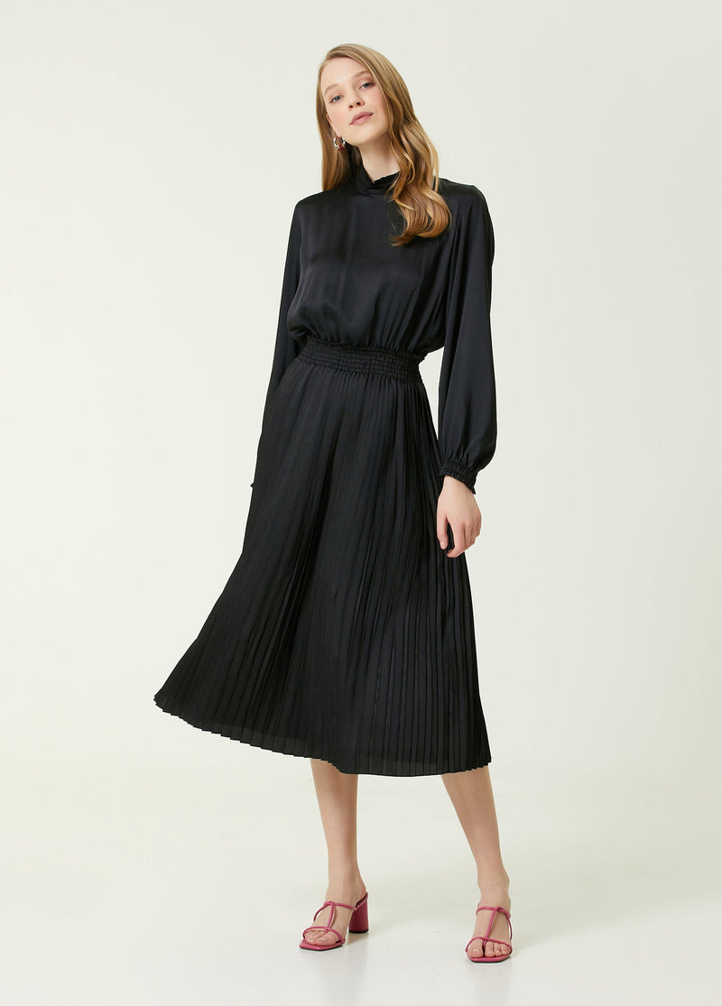 Beymen Club Pleated Midi Dress Black