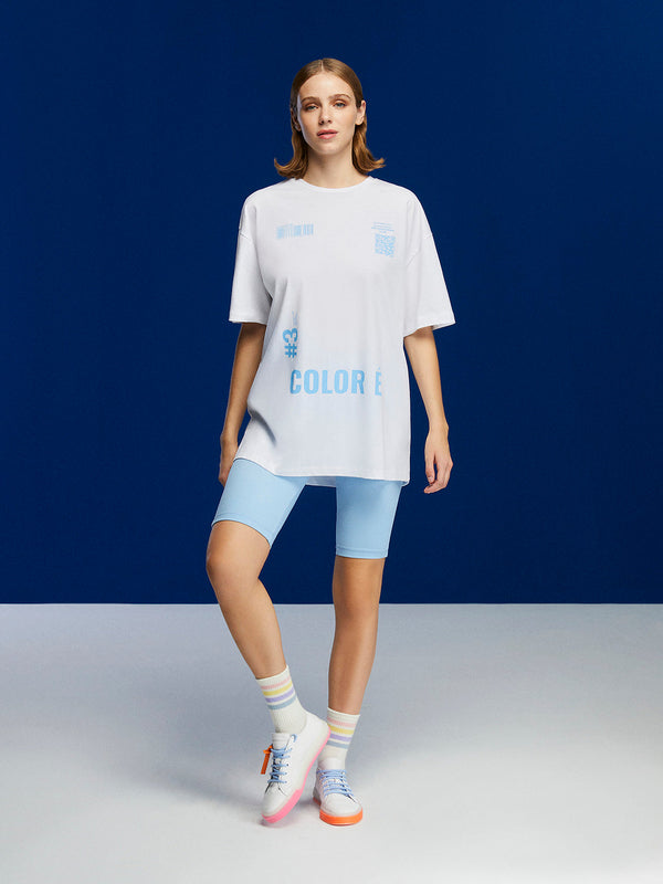 Nocturne Printed Oversized T-Shirt Blue