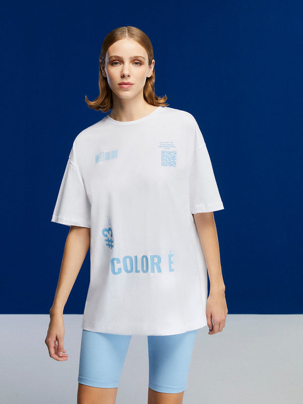 Nocturne Printed Oversized T-Shirt Blue