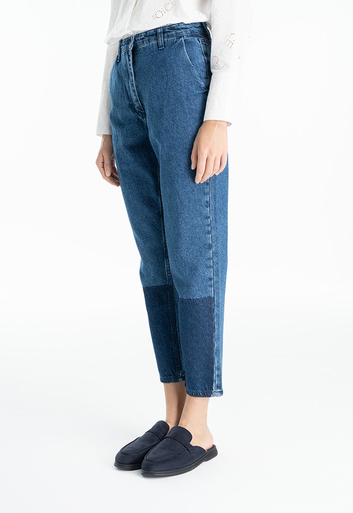 Choice Contrast Denim Pants Blue