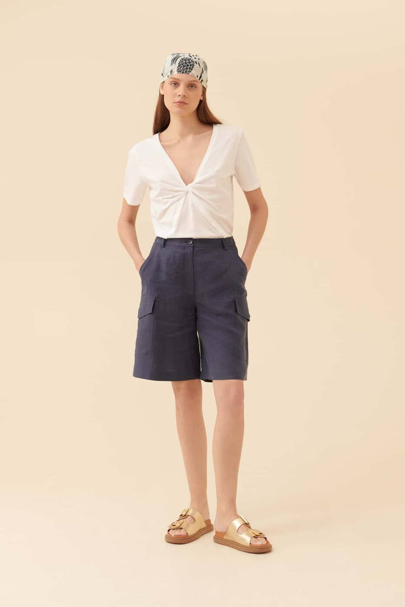 Roman Solid Pocket Detail Shorts Navy Blue