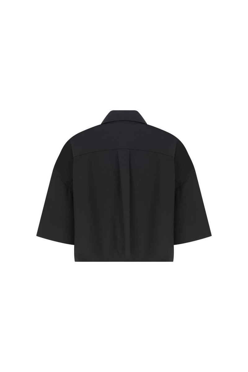 Roman Short Sleeves Crop Shirt Black